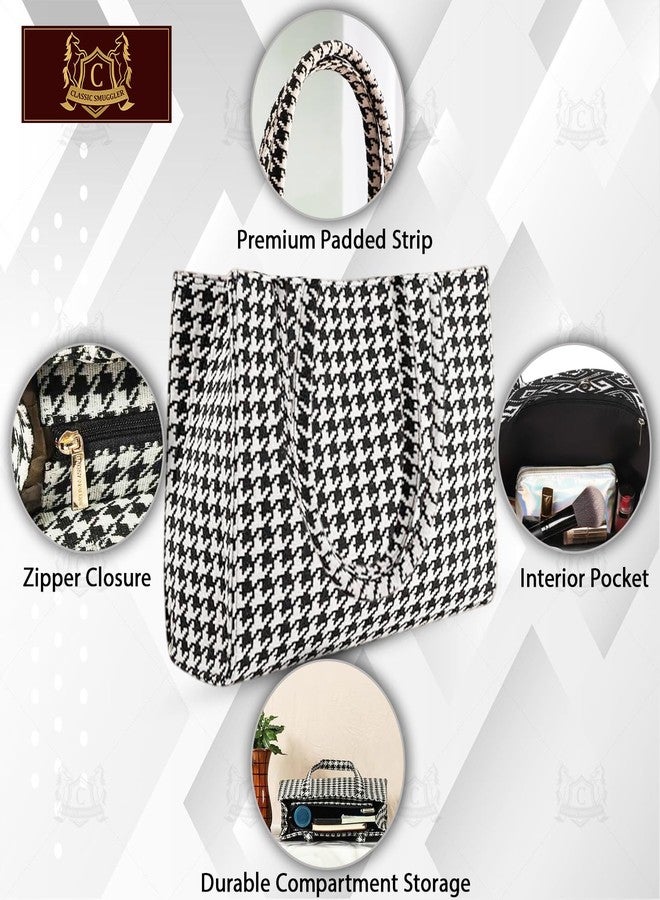 Global Impex Classic Smuggler Bag, Large Capacity Geometric Print Tote Bag for Women - Stylish Shoulder Handbag for Office, Shopping, and Daily Use | Lightweight & Durable Fabric Bag - Image 3